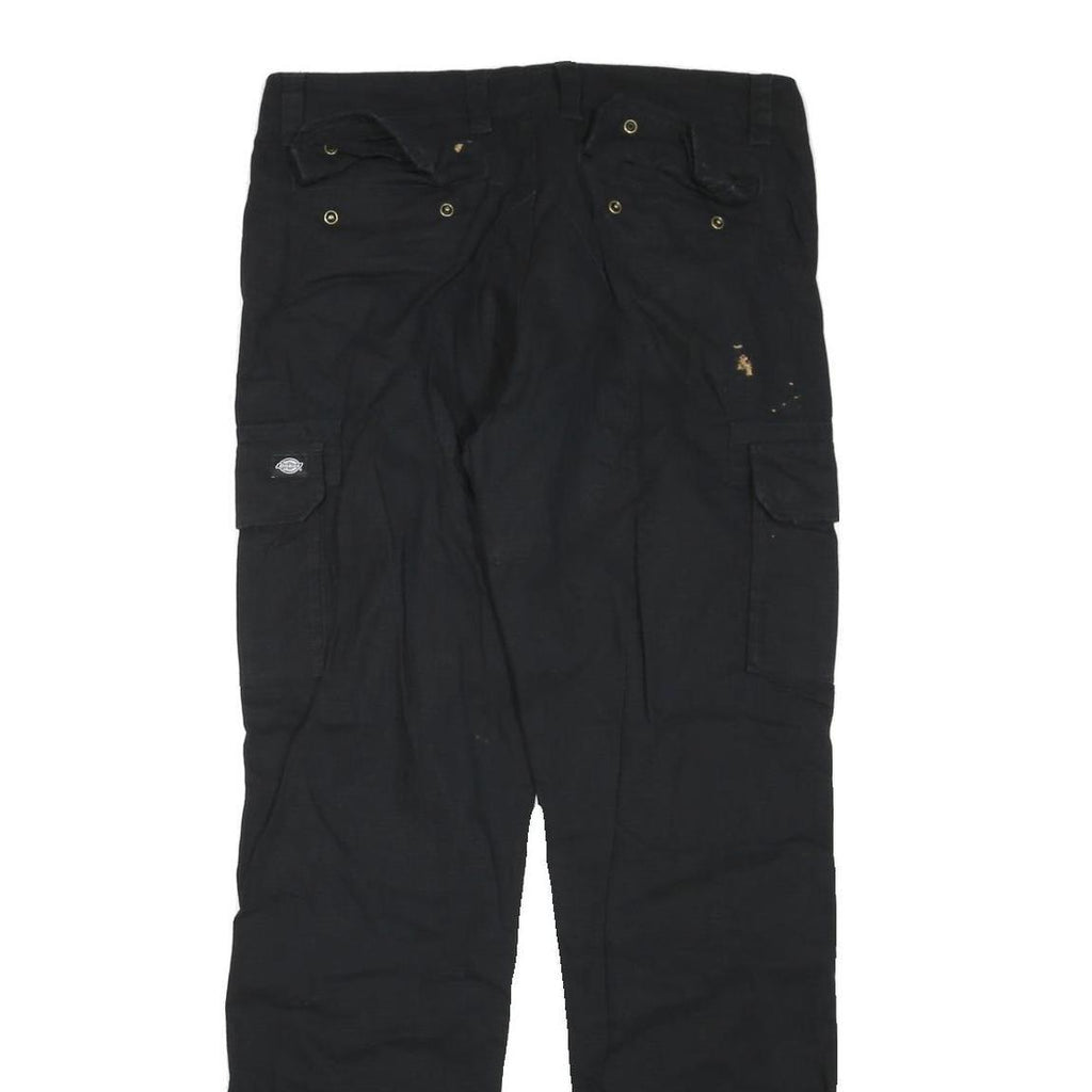 DICKIES Mens Cotton Blend Black Regular Fit Cargo Trousers W34 L34 Workwear