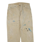 DICKIES Mens Jeans Beige Regular Straight Denim W36 L32 Paint Splatter