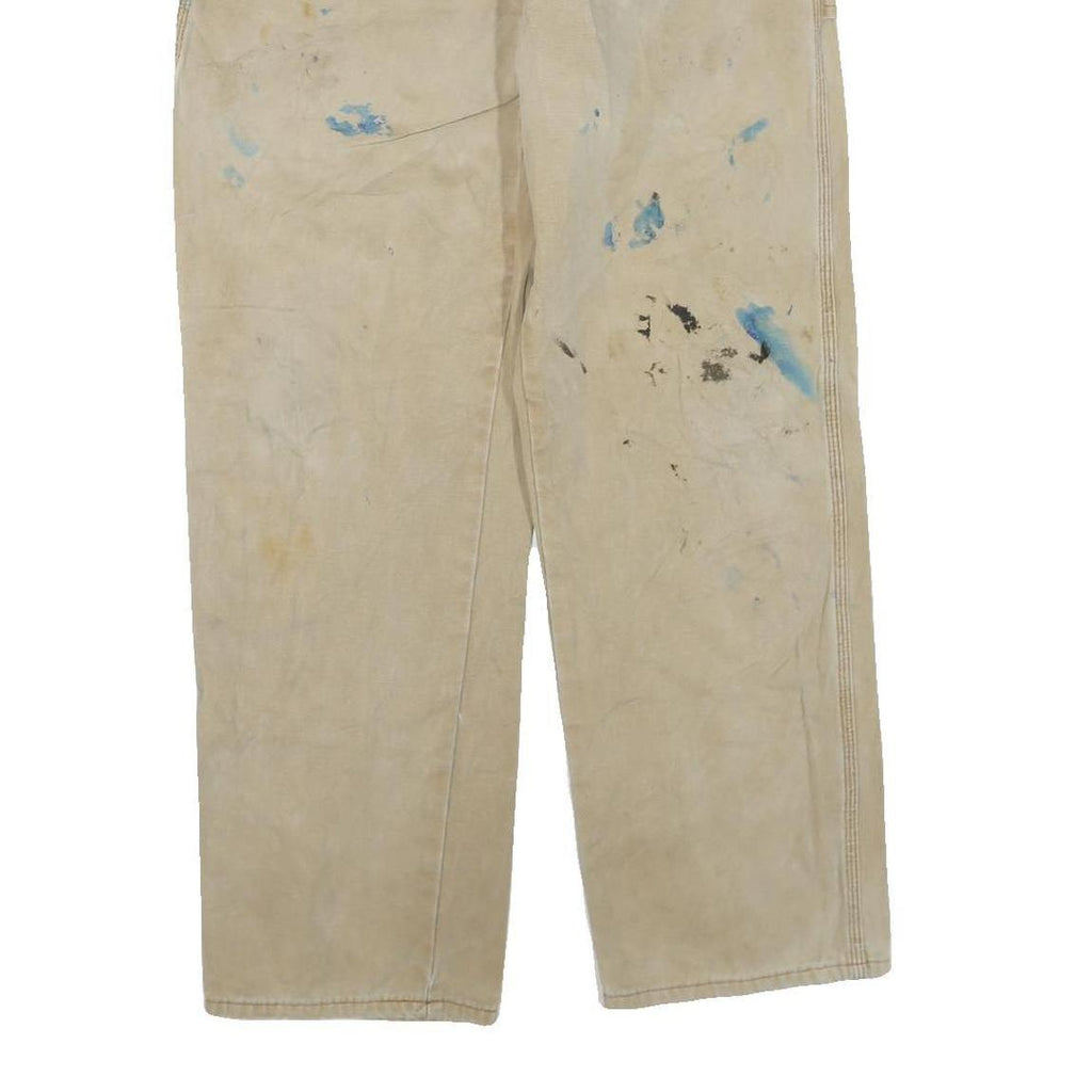 DICKIES Mens Jeans Beige Regular Straight Denim W36 L32 Paint Splatter