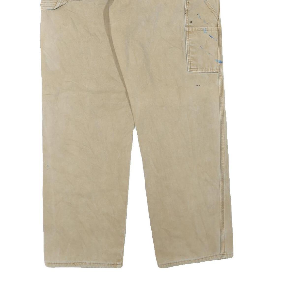 DICKIES Mens Jeans Beige Regular Straight Denim W36 L32 Paint Splatter