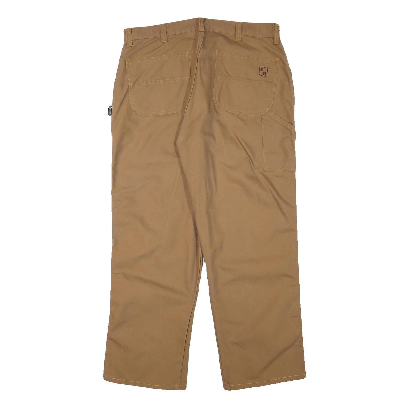 WESTEX Mens Cotton Blend Brown Relaxed Straight Trousers W35 L29 Workwear