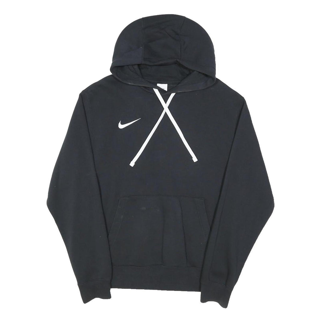 NIKE Mens Black Hoodie M Cotton Blend Pullover Swoosh Logo Casual