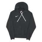 NIKE Mens Black Hoodie M Cotton Blend Pullover Swoosh Logo Casual