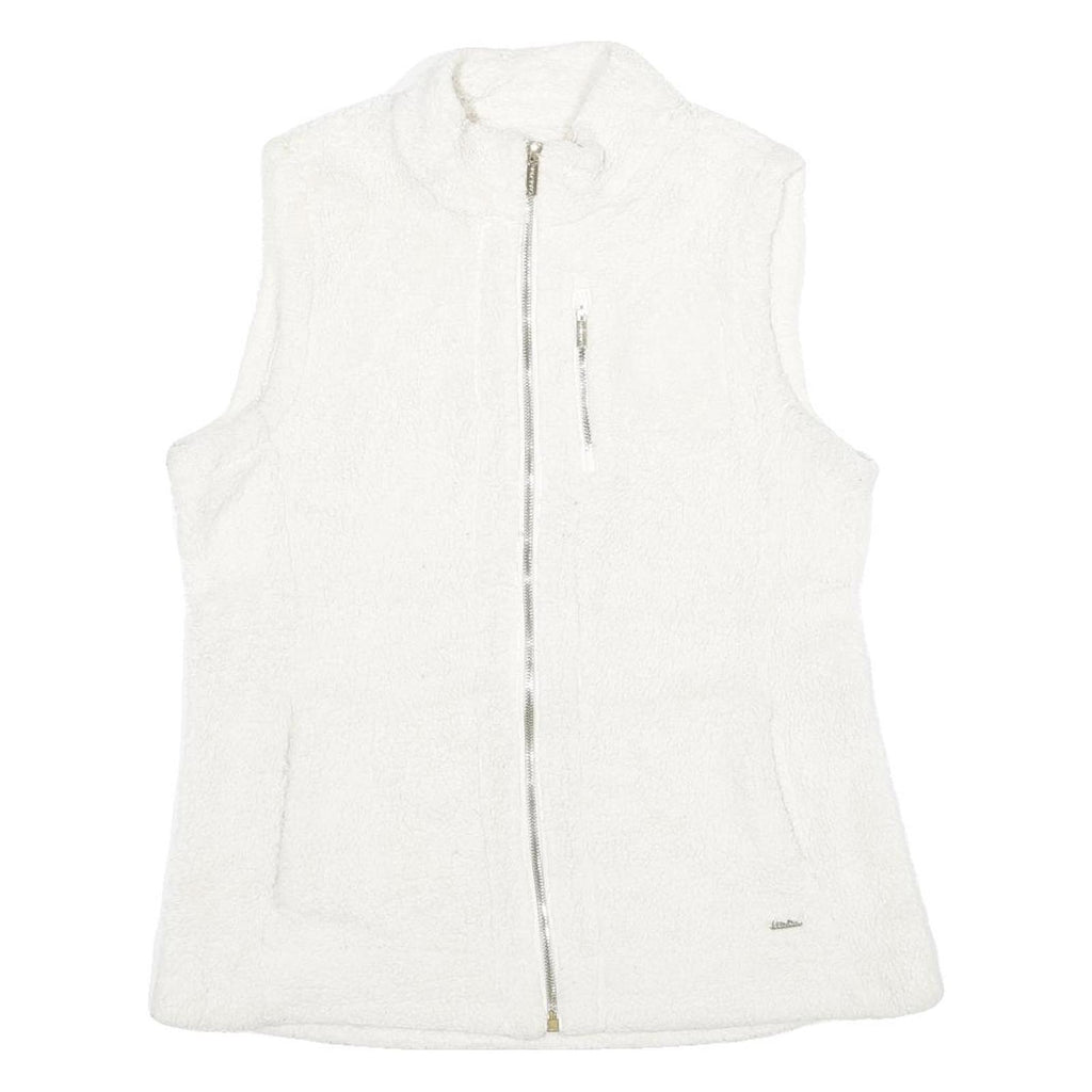 CALVIN KLEIN Womens White Polyester Regular Zip Sleeveless Jacket M Sherpa