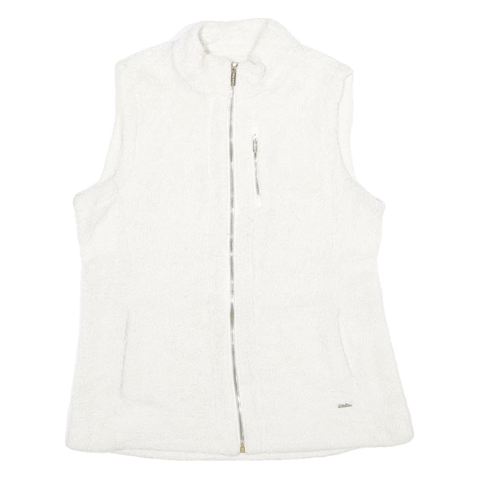 CALVIN KLEIN Womens White Polyester Regular Zip Sleeveless Jacket M Sherpa