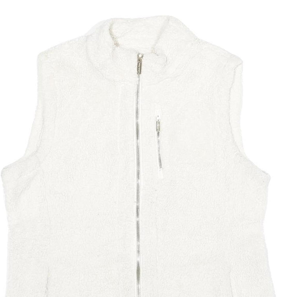 CALVIN KLEIN Womens White Polyester Regular Zip Sleeveless Jacket M Sherpa