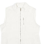 CALVIN KLEIN Womens White Polyester Regular Zip Sleeveless Jacket M Sherpa