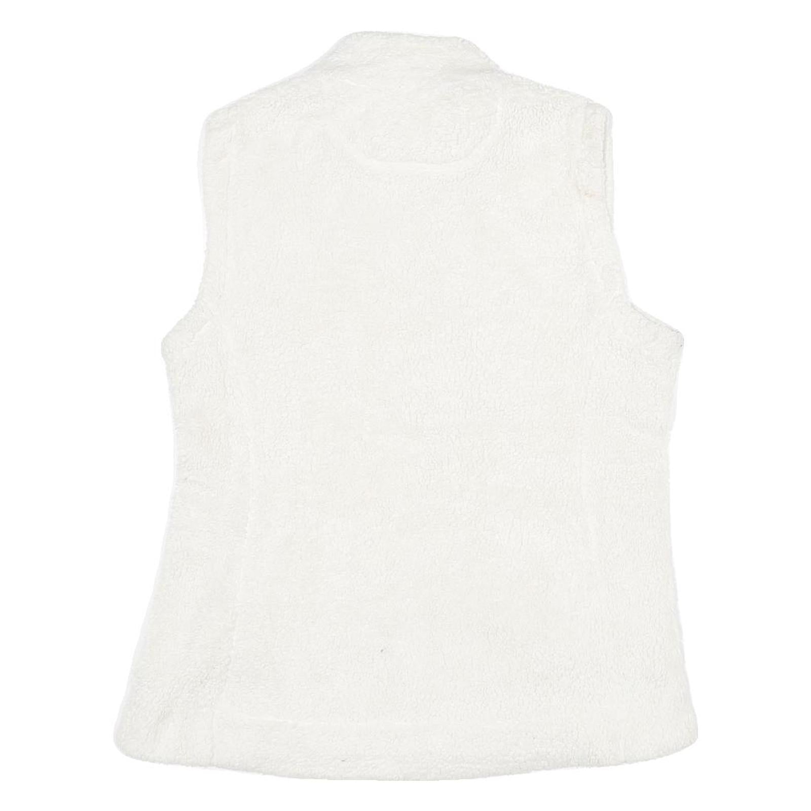 CALVIN KLEIN Womens White Polyester Regular Zip Sleeveless Jacket M Sherpa