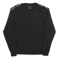 DKNY Womens Black Sweatshirt Crew Neck M Logo Tape Shoulder Stripe Casual