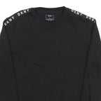 DKNY Womens Black Sweatshirt Crew Neck M Logo Tape Shoulder Stripe Casual