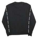DKNY Womens Black Sweatshirt Crew Neck M Logo Tape Shoulder Stripe Casual