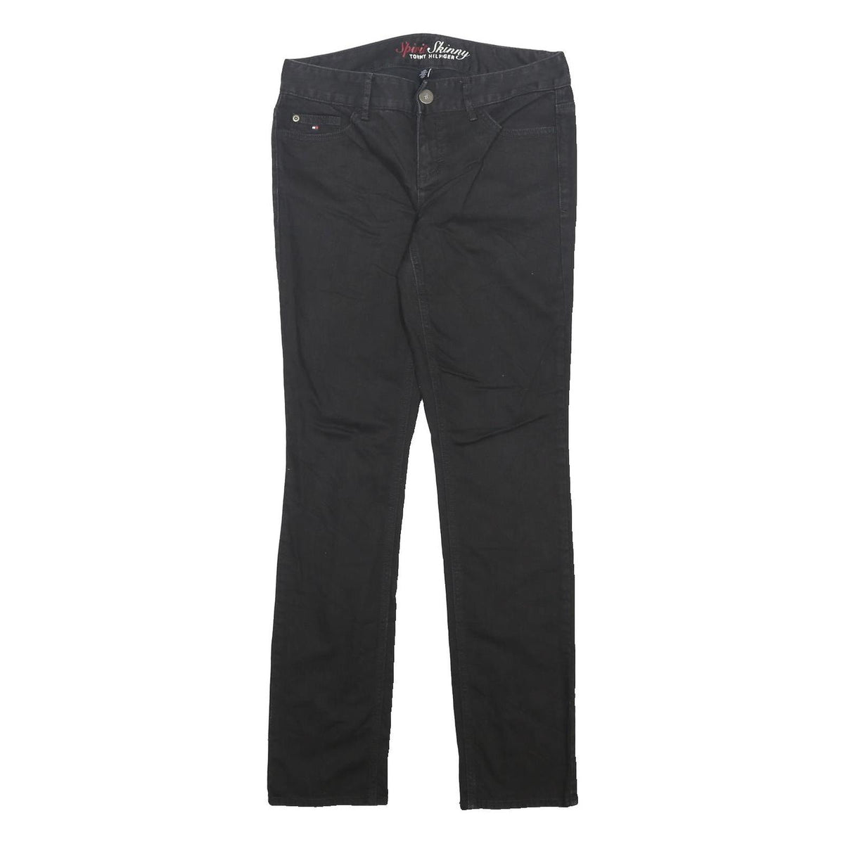TOMMY HILFIGER Womens Slim Black Skinny Denim Jeans W30 L31 Stylish Zip Closure