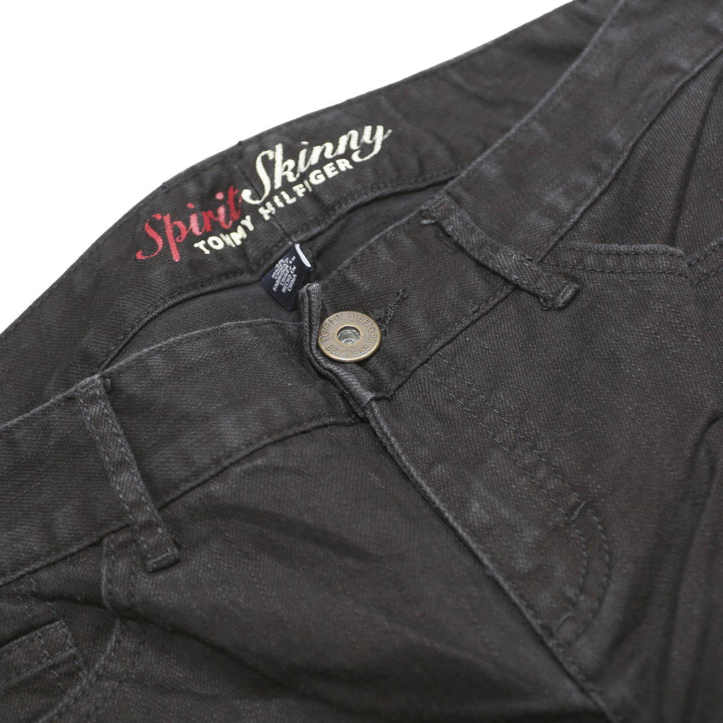 TOMMY HILFIGER Womens Slim Black Skinny Denim Jeans W30 L31 Stylish Zip Closure