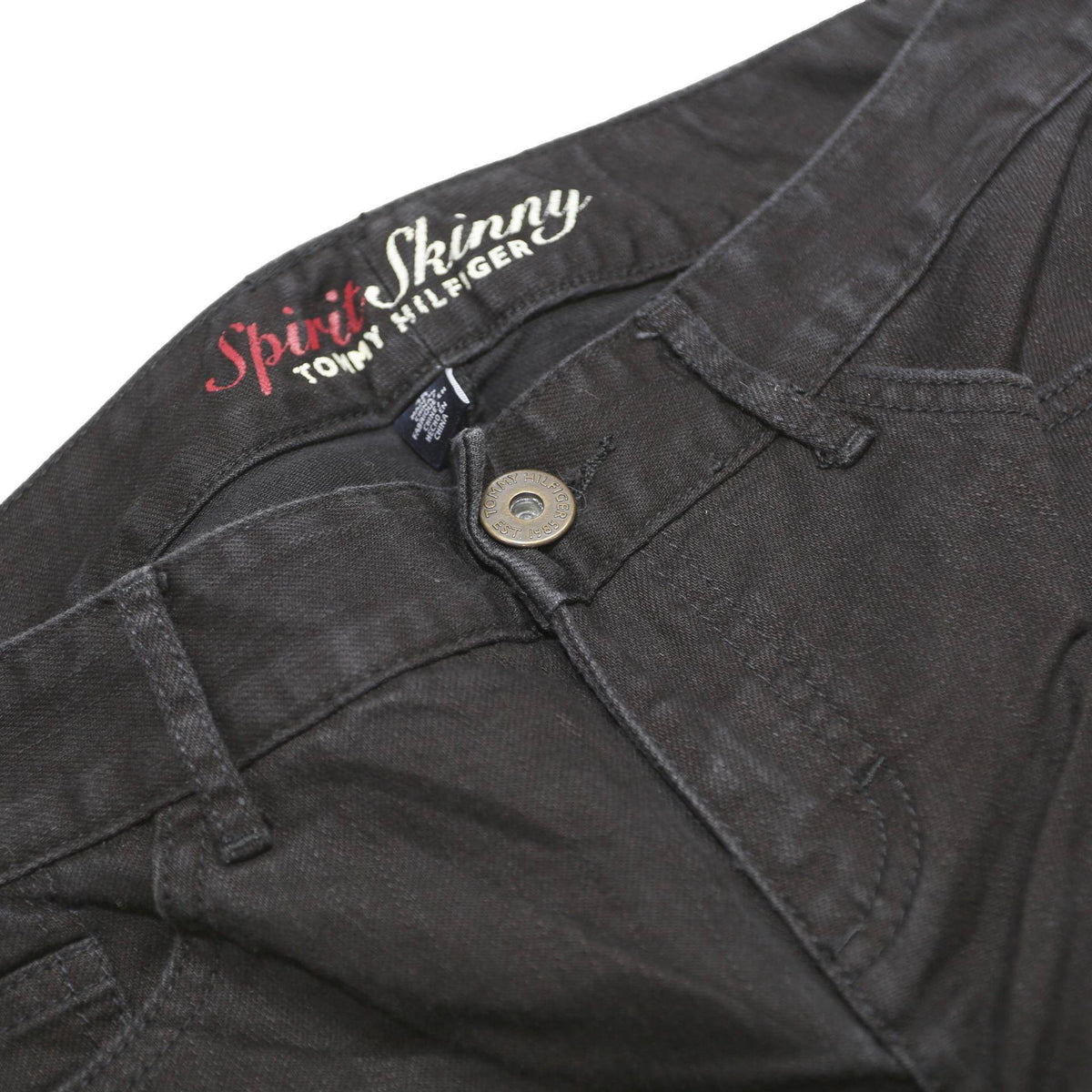 TOMMY HILFIGER Womens Slim Black Skinny Denim Jeans W30 L31 Stylish Zip Closure