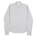 DKNY Mens Grey & White Stripe Shirt M Button Down Collar Long Sleeve Smart