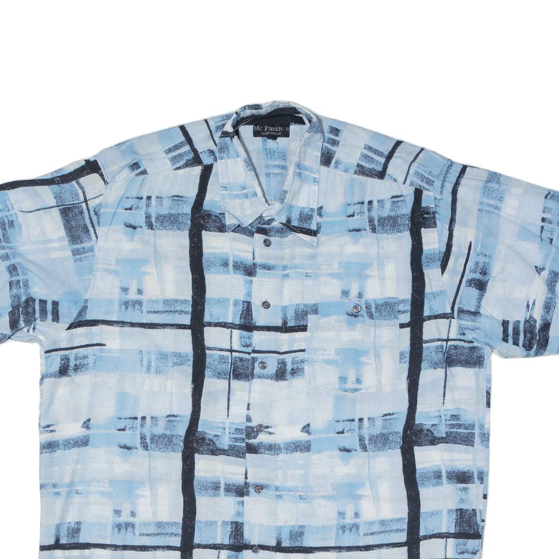 MC PANTHON Mens Shirt Blue Viscose Crazy Pattern L