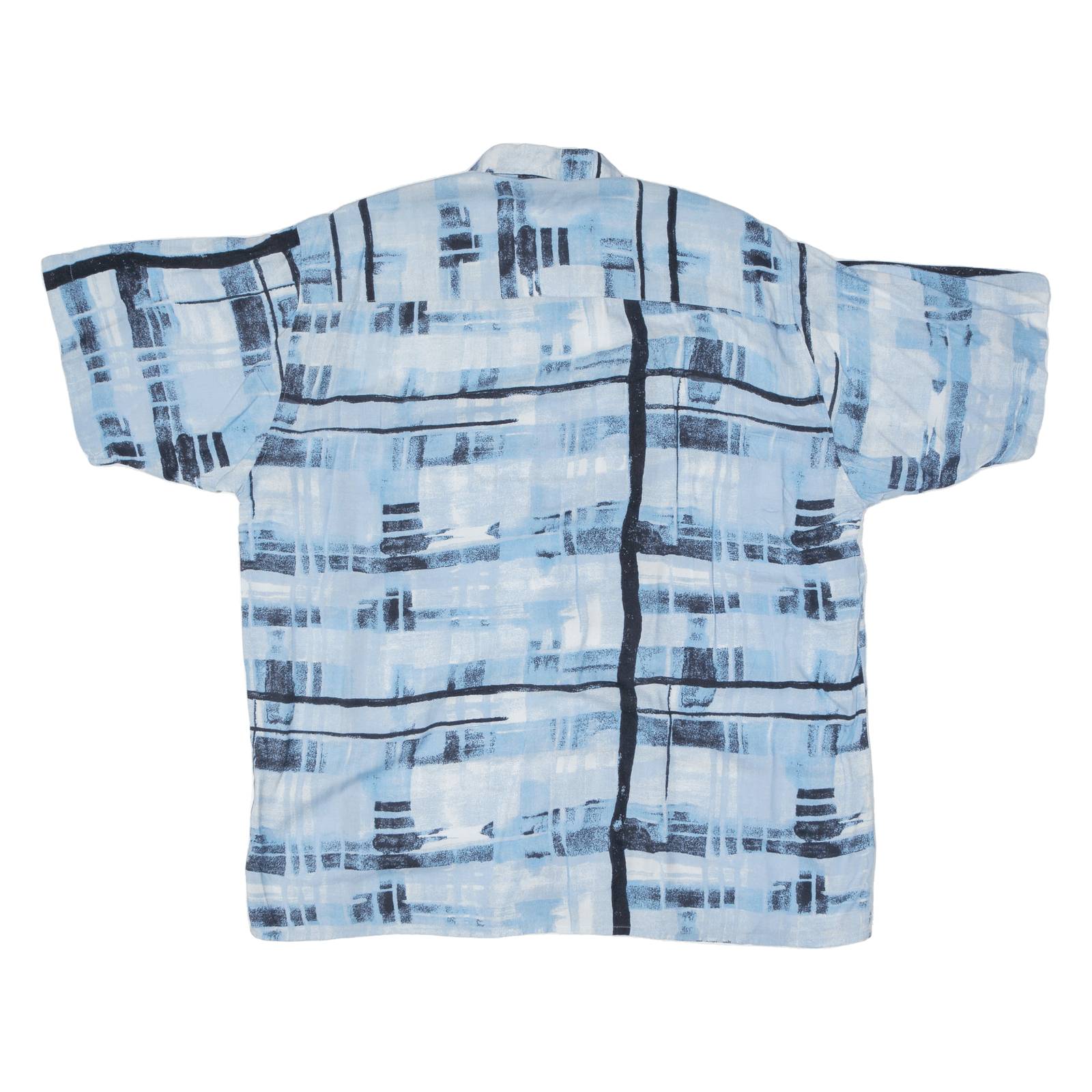 MC PANTHON Mens Shirt Blue Viscose Crazy Pattern L