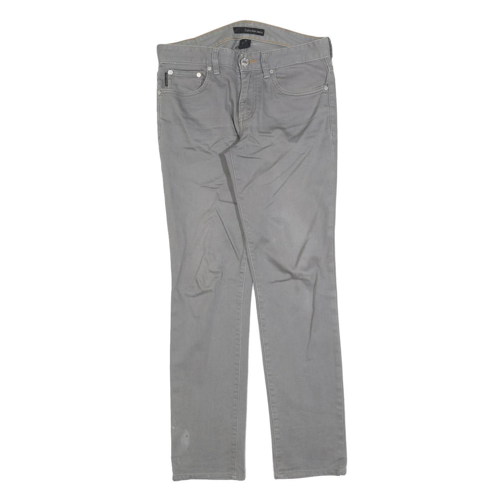Calvin Klein Womens Slim Grey Denim Jeans Cotton Blend Zip W32 L30 Stylish Fit
