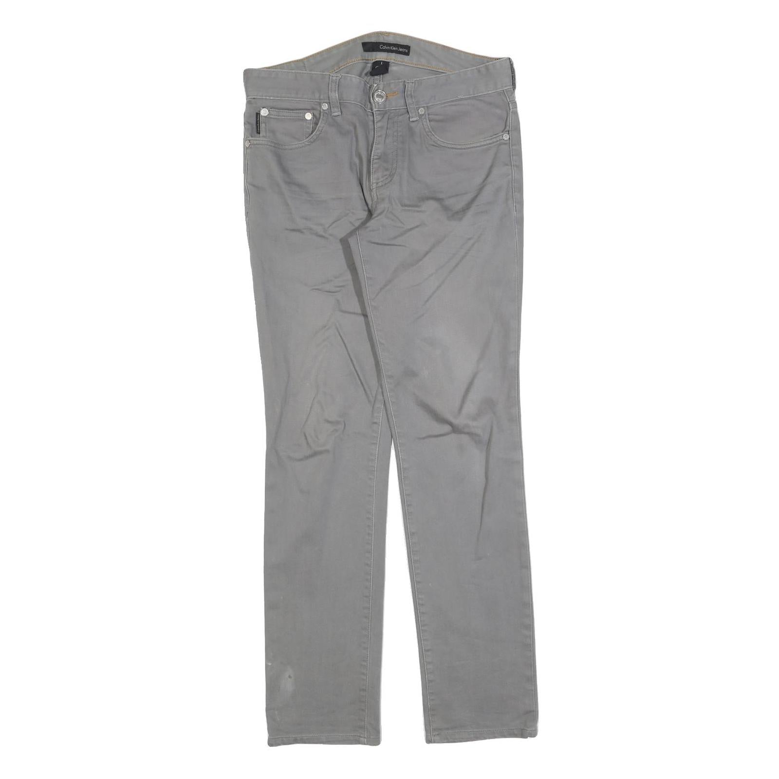 Calvin Klein Womens Slim Grey Denim Jeans Cotton Blend Zip W32 L30 Stylish Fit