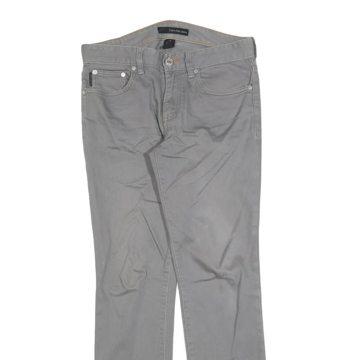 Calvin Klein Womens Slim Grey Denim Jeans Cotton Blend Zip W32 L30 Stylish Fit