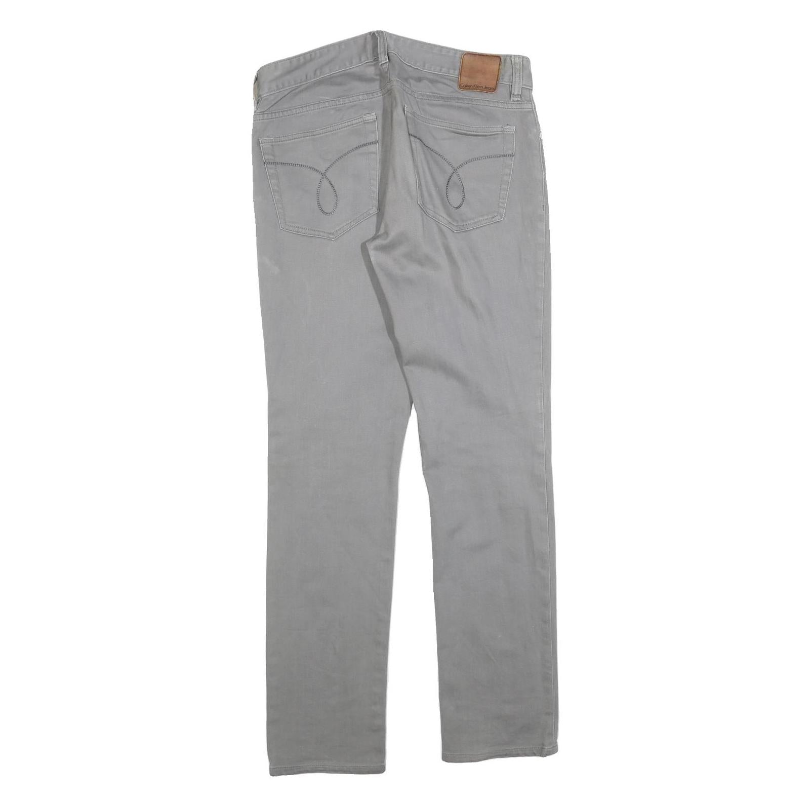Calvin Klein Womens Slim Grey Denim Jeans Cotton Blend Zip W32 L30 Stylish Fit