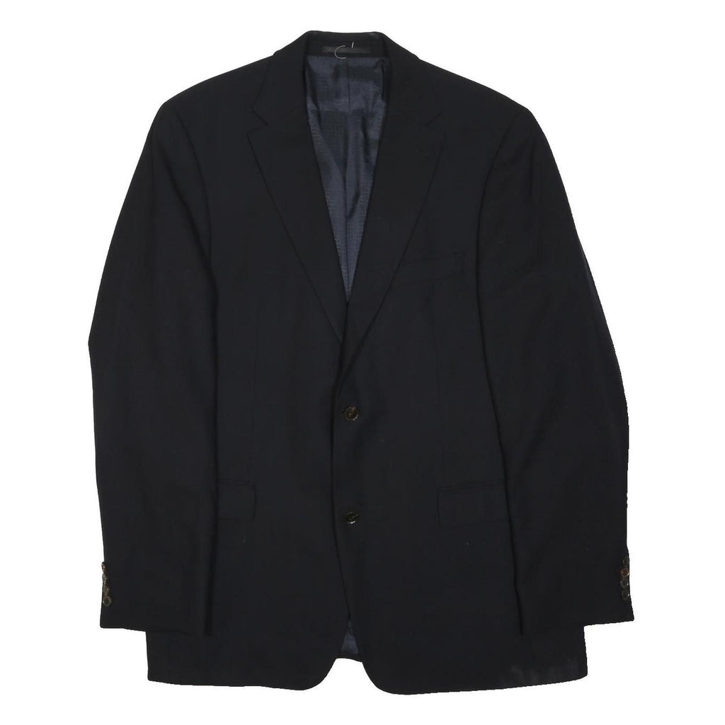 BOSS HUGO BOSS Mens Black Classic Wool Blend Jacket XL Plain Formal Button