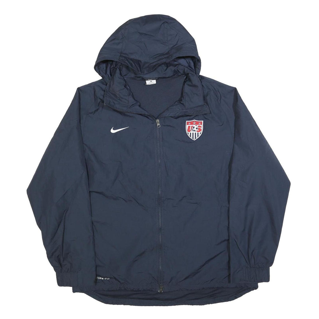 NIKE Mens Navy Blue Sports Logo Zip Hooded Jacket XL Polyester Blend Plain