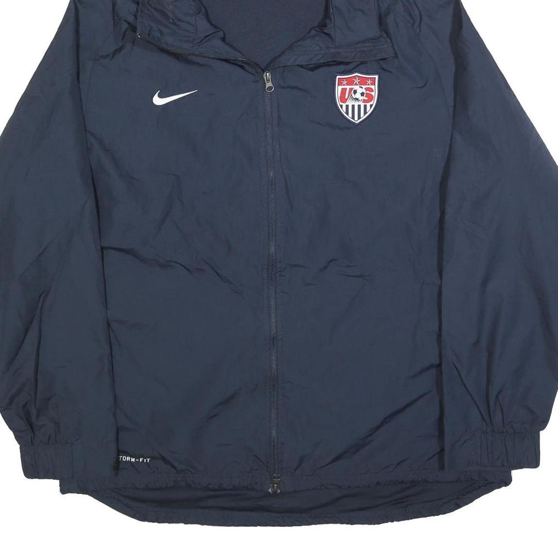 NIKE Mens Navy Blue Sports Logo Zip Hooded Jacket XL Polyester Blend Plain