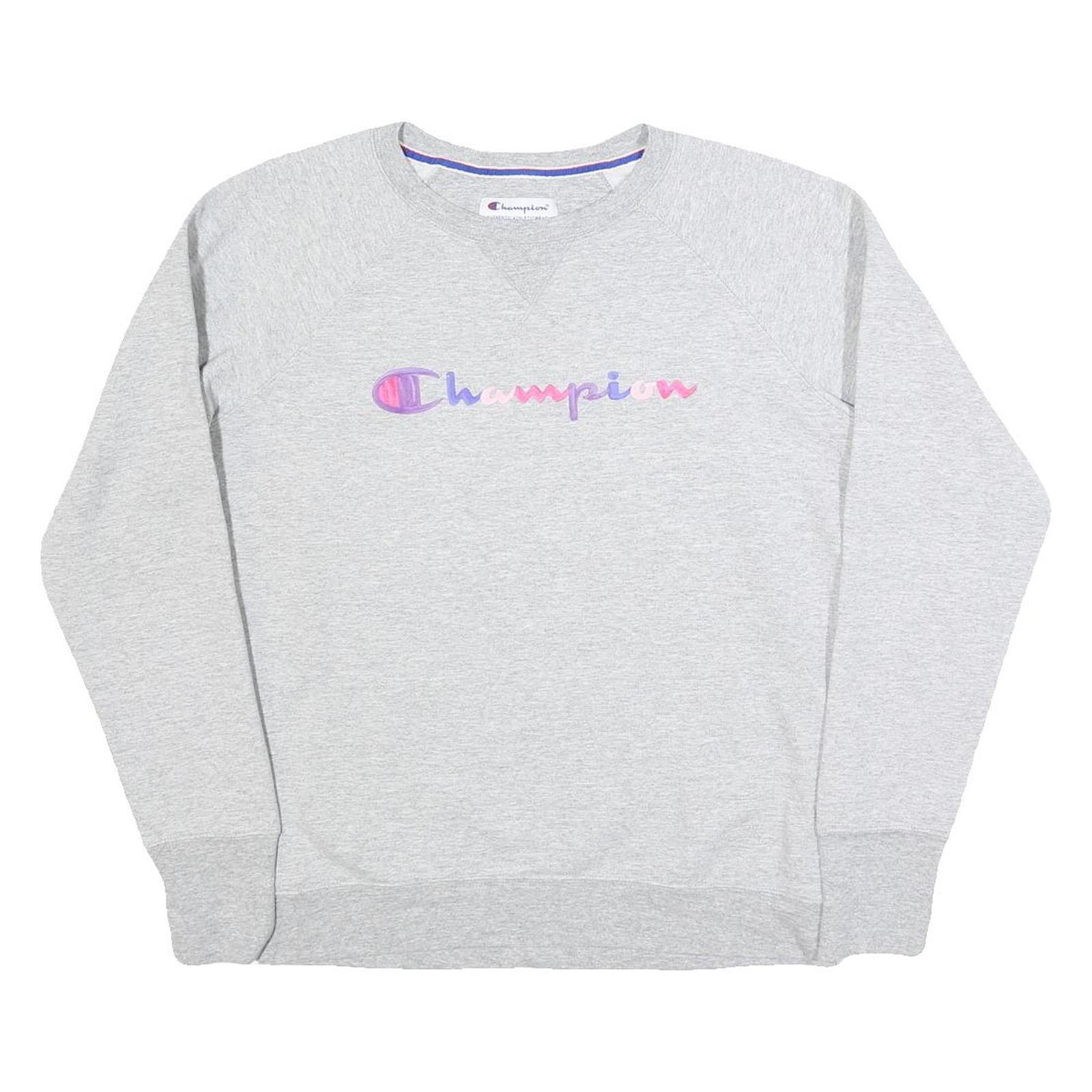 CHAMPION Womens Grey Pullover Crew Neck Sweatshirt M Cotton Blend Casual