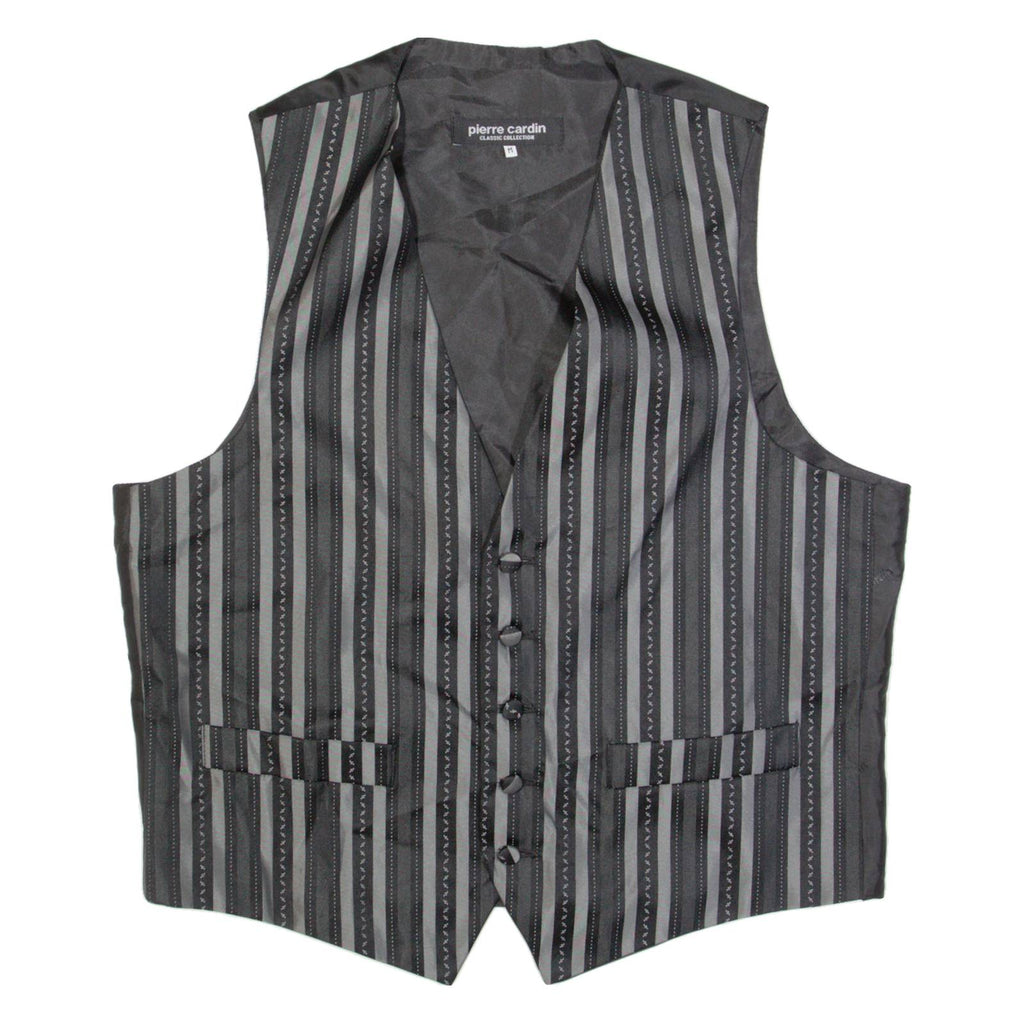 PIERRE CARDIN Mens Blazer Waistcoat Black Striped M