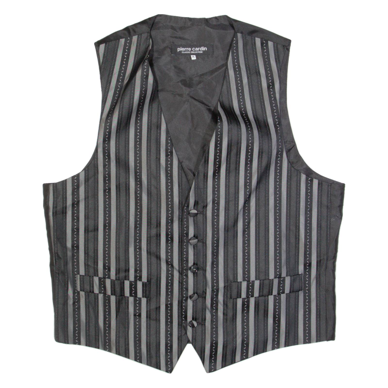 PIERRE CARDIN Mens Blazer Waistcoat Black Striped M