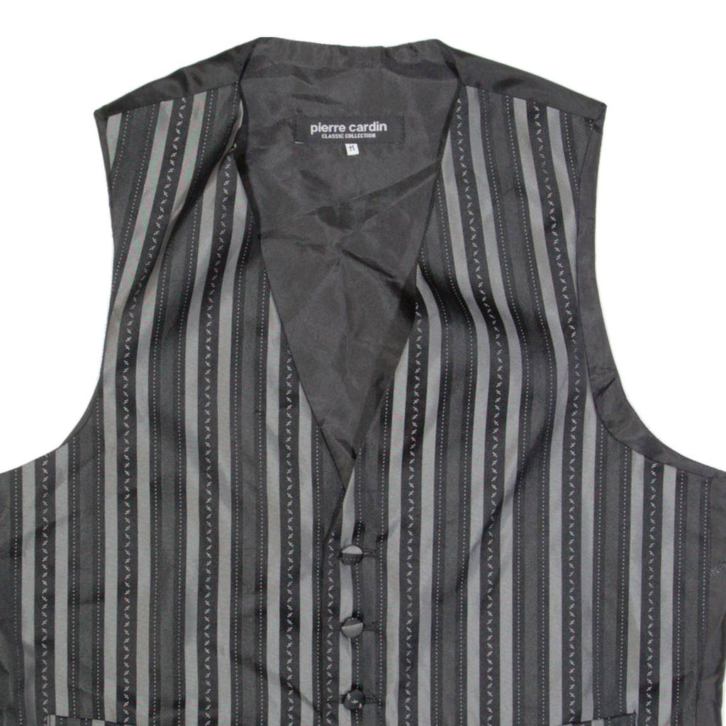 PIERRE CARDIN Mens Blazer Waistcoat Black Striped M