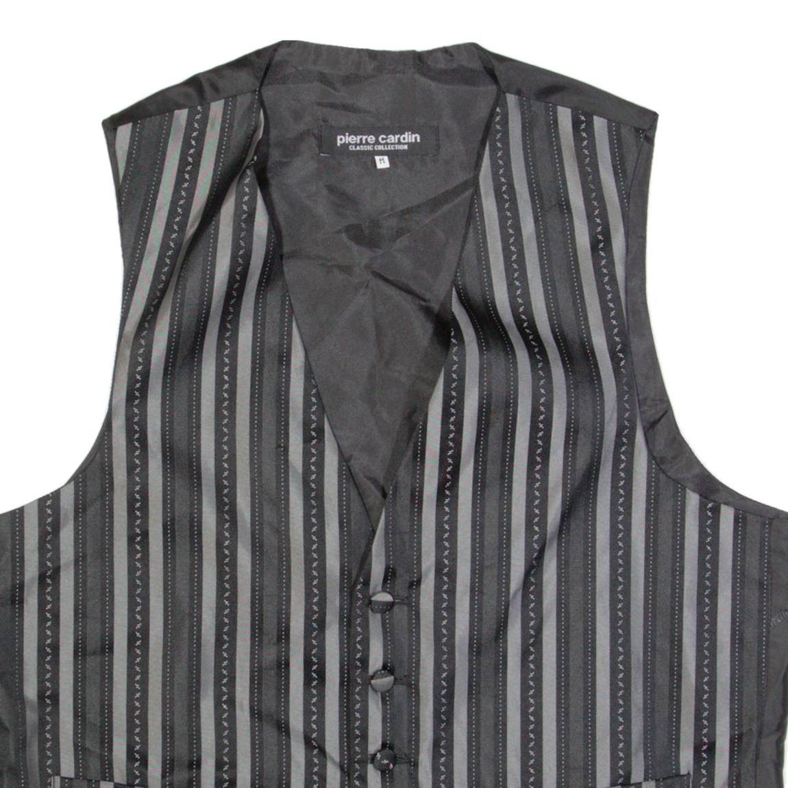 PIERRE CARDIN Mens Blazer Waistcoat Black Striped M