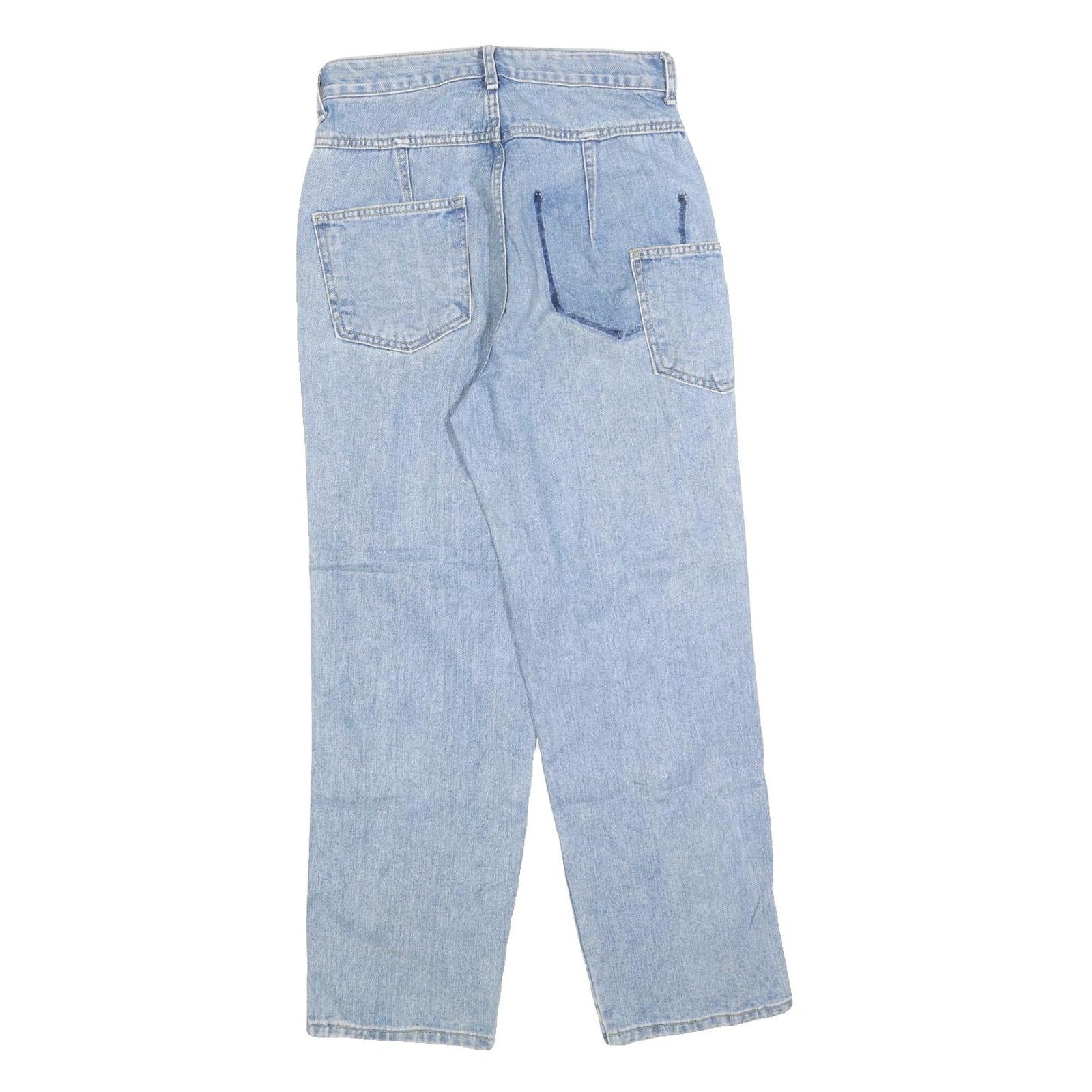 Womens Light Blue Relaxed Fit Straight Denim Cotton Blend Jeans W26 L28 Casual