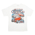 HANES Mens White Cars In The Park Vintage T-Shirt L Short Sleeve Crew Neck