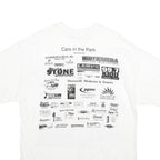 HANES Mens White Cars In The Park Vintage T-Shirt L Short Sleeve Crew Neck