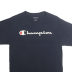 CHAMPION Mens Navy Blue Cotton T-Shirt M Short Sleeve Crew Neck Casual Logo