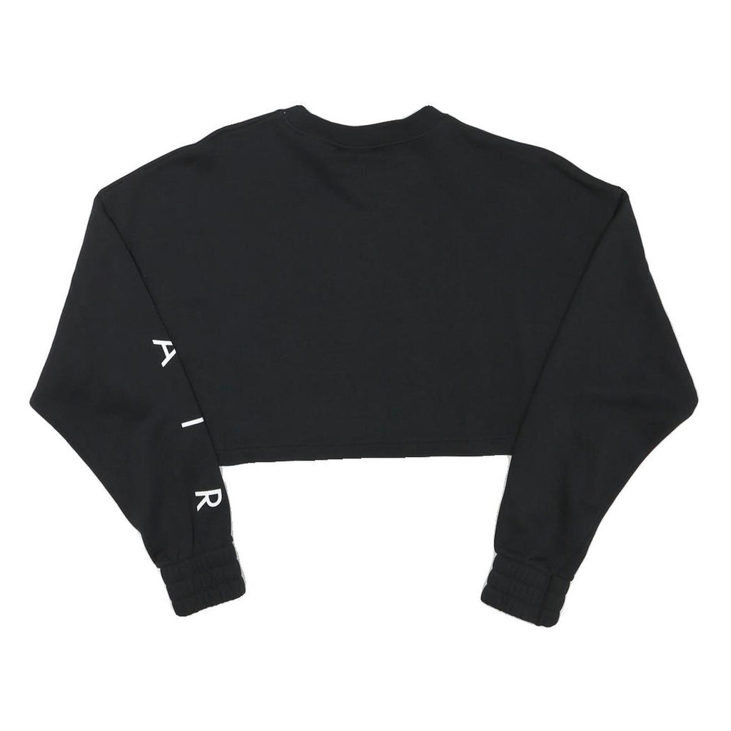 NIKE Womens Black Crop Sweatshirt XS Nike Air Printed Logo Crew Neck Long Sleeve