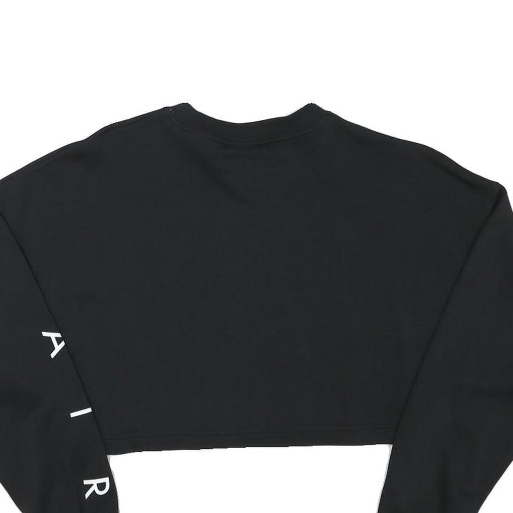 NIKE Womens Black Crop Sweatshirt XS Nike Air Printed Logo Crew Neck Long Sleeve