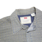 LEVI'S Mens Grey & Blue Geometric Pattern Cotton Blend Shirt L Casual Summer