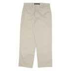 DOCKERS Mens Cotton Blend Beige Regular Straight Trousers W33 L29 Classic Zip