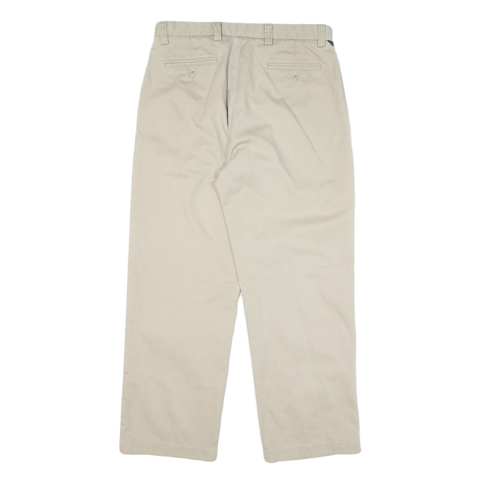 DOCKERS Mens Cotton Blend Beige Regular Straight Trousers W33 L29 Classic Zip