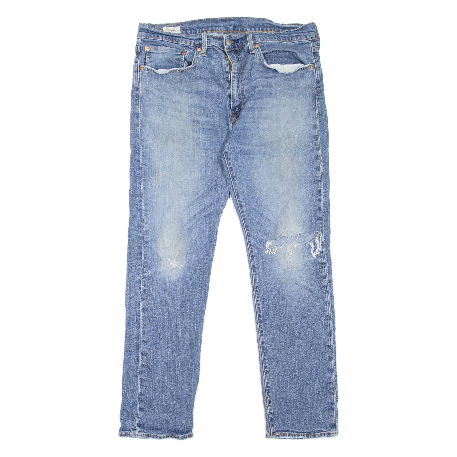 LEVI'S BIG E Distressed Mens Jeans Blue Slim Tapered Stone Wash W34 L30