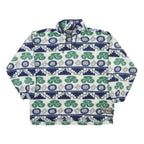 WORK OUT Womens White Blue & Green Patterned Jumper Pullover Crew Neck Knit XL