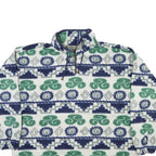 WORK OUT Womens White Blue & Green Patterned Jumper Pullover Crew Neck Knit XL