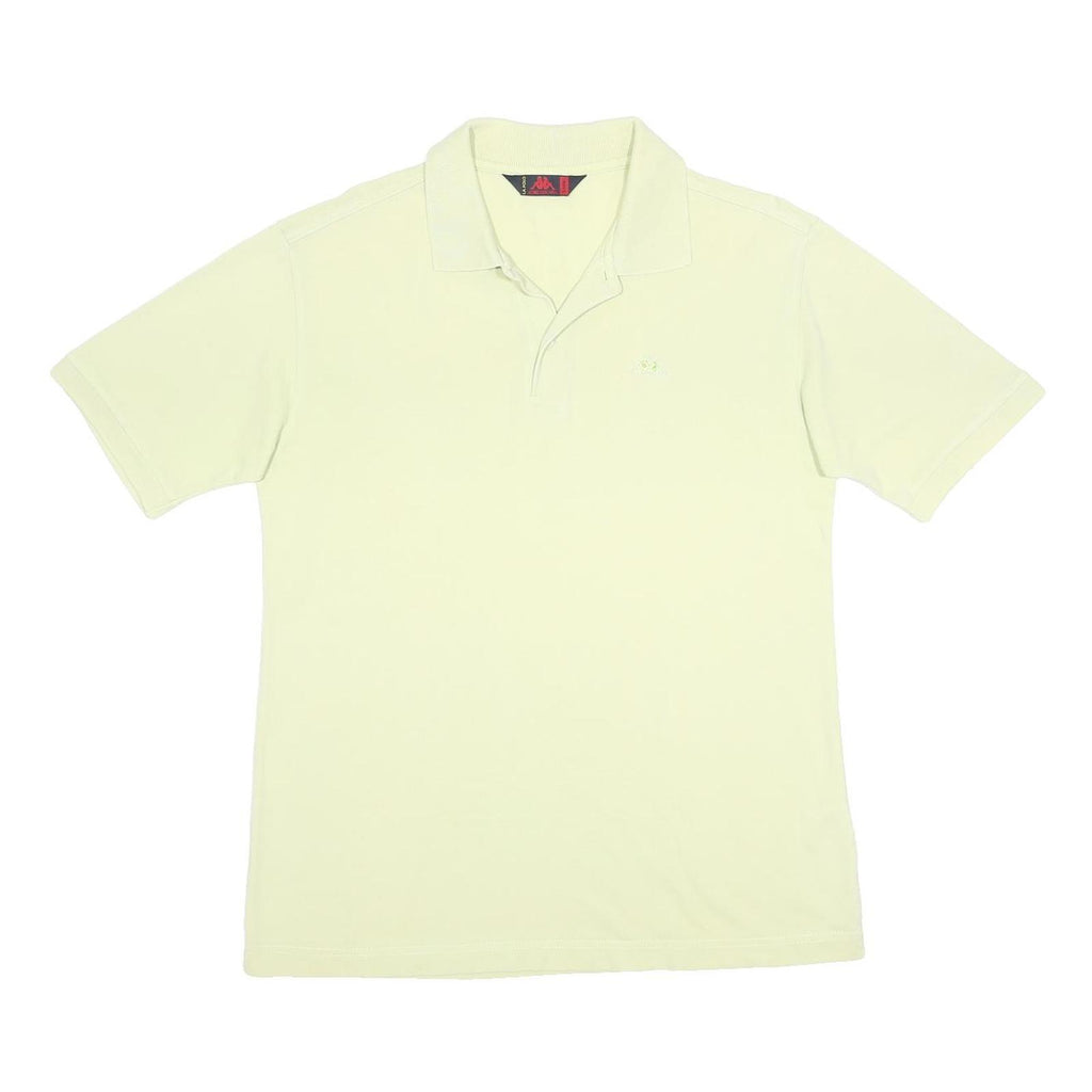 KAPPA Mens Cream Short Sleeve Plain Cotton Polo Shirt L Classic Fit Casual