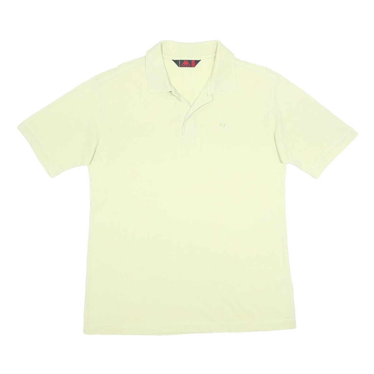 KAPPA Mens Cream Short Sleeve Plain Cotton Polo Shirt L Classic Fit Casual