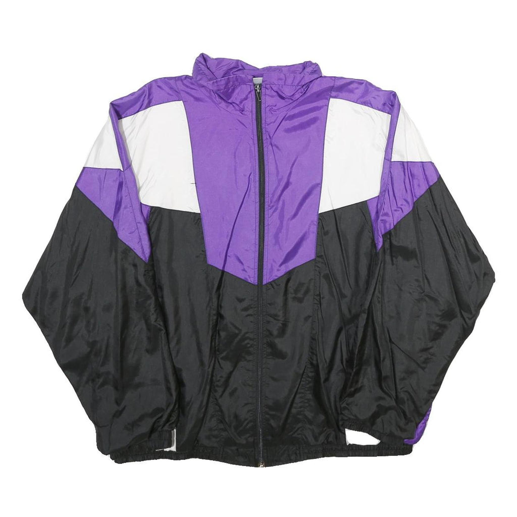 ACKERMANN Mens Purple & White & Black Track Jacket M Nylon Plain Zip Athletic