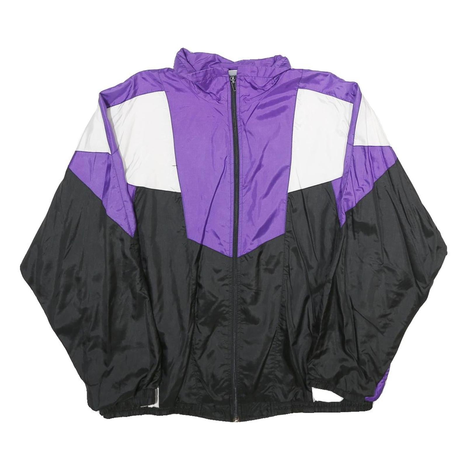 ACKERMANN Mens Purple & White & Black Track Jacket M Nylon Plain Zip Athletic
