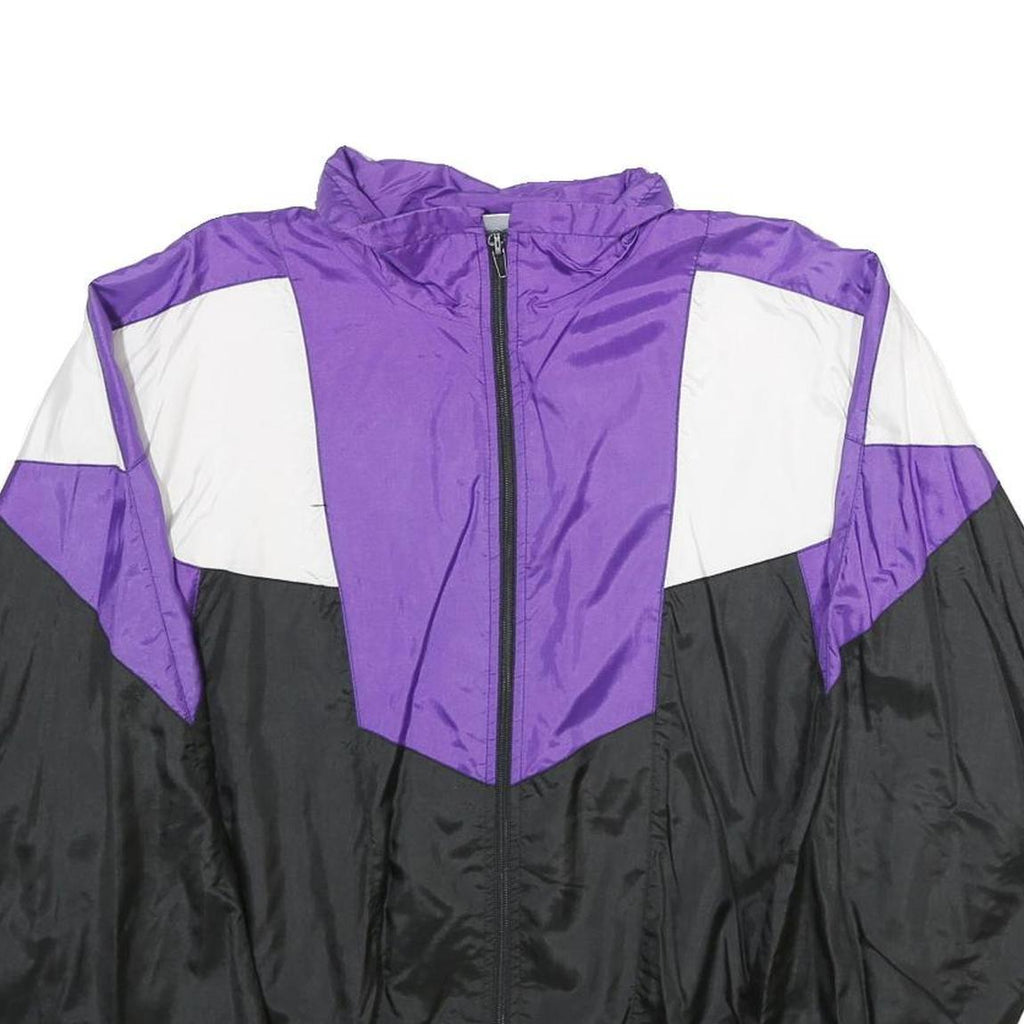 ACKERMANN Mens Purple & White & Black Track Jacket M Nylon Plain Zip Athletic